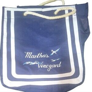 Martha's Vineyard Blue Canvas Tote Bag Beach Bag